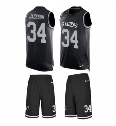 Men's Nike Oakland Raiders #34 Bo Jackson Limited Black Tank Top Suit NFL Jersey