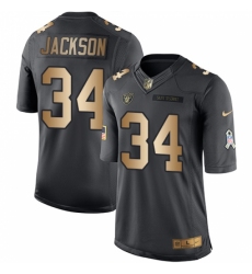 Men's Nike Oakland Raiders #34 Bo Jackson Limited Black/Gold Salute to Service NFL Jersey