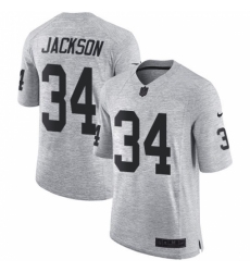 Men's Nike Oakland Raiders #34 Bo Jackson Limited Gray Gridiron II NFL Jersey