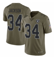 Men's Nike Oakland Raiders #34 Bo Jackson Limited Olive 2017 Salute to Service NFL Jersey