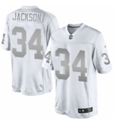 Men's Nike Oakland Raiders #34 Bo Jackson Limited White Platinum NFL Jersey
