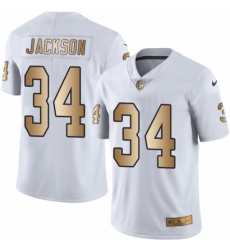 Men's Nike Oakland Raiders #34 Bo Jackson Limited White/Gold Rush NFL Jersey