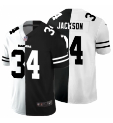 Men's Oakland Raiders #34 Bo Jackson Black White Limited Split Fashion Football Jersey