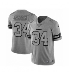 Men's Oakland Raiders #34 Bo Jackson Gray Team Logo Gridiron Limited Player Football Jersey