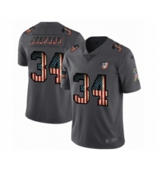 Men's Oakland Raiders #34 Bo Jackson Limited Black USA Flag 2019 Salute To Service Football Jersey