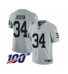 Men's Oakland Raiders #34 Bo Jackson Limited Silver Inverted Legend 100th Season Football Jersey
