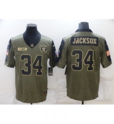 Men's Oakland Raiders #34 Bo Jackson Nike Olive 2021 Salute To Service Limited Player Jersey