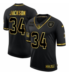 Men's Oakland Raiders #34 Bo Jackson Olive Gold Nike 2020 Salute To Service Limited Jersey