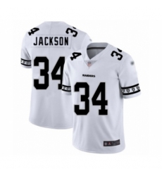 Men's Oakland Raiders #34 Bo Jackson White Team Logo Fashion Limited Player 100th Season Football Jersey