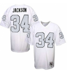 Mitchell And Ness Oakland Raiders #34 Bo Jackson White with Silver No. Authentic NFL Jersey