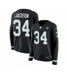 Women's Nike Oakland Raiders #34 Bo Jackson Limited Black Therma Long Sleeve NFL Jersey