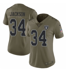 Women's Nike Oakland Raiders #34 Bo Jackson Limited Olive 2017 Salute to Service NFL Jersey