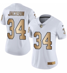 Women's Nike Oakland Raiders #34 Bo Jackson Limited White/Gold Rush NFL Jersey