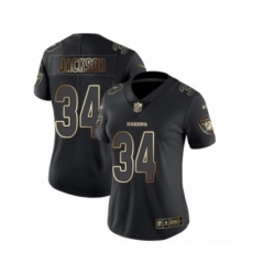 Women's Oakland Raiders #34 Bo Jackson Black Gold Vapor Untouchable Limited Player 100th Season Football Jersey