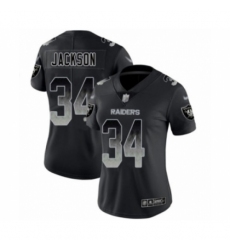 Women's Oakland Raiders #34 Bo Jackson Black Smoke Fashion Limited Player 100th Season Football Jersey