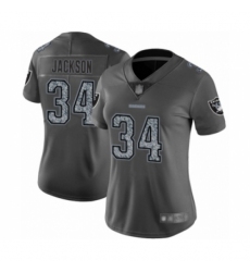 Women's Oakland Raiders #34 Bo Jackson Gray Static Fashion Limited Player 100th Season Football Jersey