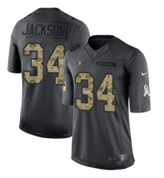 Youth Nike Oakland Raiders #34 Bo Jackson Limited Black 2016 Salute to Service NFL Jersey