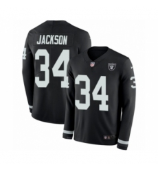 Youth Nike Oakland Raiders #34 Bo Jackson Limited Black Therma Long Sleeve NFL Jersey