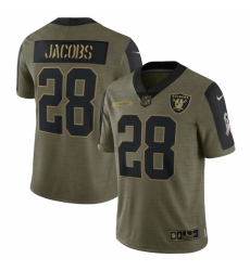 Men's Las Vegas Raiders #28 Josh Jacobs Nike Olive 2021 Salute To Service Limited Player Jersey