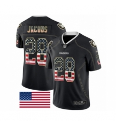 Men's Oakland Raiders #28 Josh Jacobs Black USA Flag Fashion Limited Football Jersey