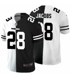 Men's Oakland Raiders #28 Josh Jacobs Black White Limited Split Fashion Football Jersey