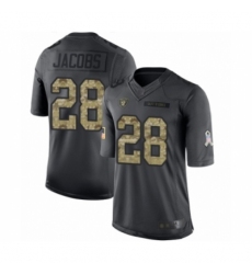 Men's Oakland Raiders #28 Josh Jacobs Limited Black 2016 Salute to Service Football Jersey