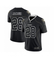 Men's Oakland Raiders #28 Josh Jacobs Limited Lights Out Black Rush Football Jersey