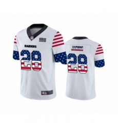 Men's Oakland Raiders #28 Josh Jacobs White Independence Day Limited Football Jersey