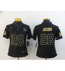Women's Oakland Raiders #28 Josh Jacobs Black Nike 2020 Salute To Service Limited Jersey
