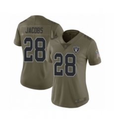 Women's Oakland Raiders #28 Josh Jacobs Limited Olive 2017 Salute to Service Football Jersey