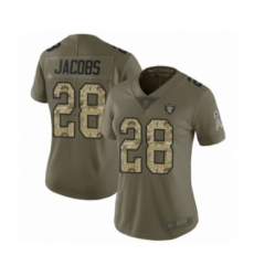 Women's Oakland Raiders #28 Josh Jacobs Limited Olive Camo 2017 Salute to Service Football Jersey