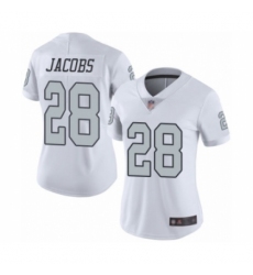 Women's Oakland Raiders #28 Josh Jacobs Limited White Rush Vapor Untouchable Football Jersey
