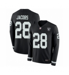 Youth Oakland Raiders #28 Josh Jacobs Limited Black Therma Long Sleeve Football Jersey