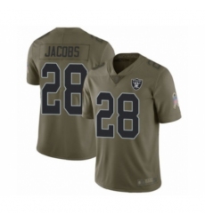 Youth Oakland Raiders #28 Josh Jacobs Limited Olive 2017 Salute to Service Football Jersey