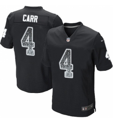 Men's Nike Oakland Raiders #4 Derek Carr Elite Black Home Drift Fashion NFL Jersey