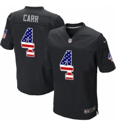 Men's Nike Oakland Raiders #4 Derek Carr Elite Black Home USA Flag Fashion NFL Jersey