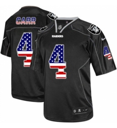 Men's Nike Oakland Raiders #4 Derek Carr Elite Black USA Flag Fashion NFL Jersey