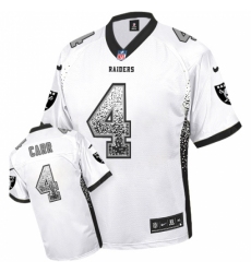 Men's Nike Oakland Raiders #4 Derek Carr Elite White Drift Fashion NFL Jersey