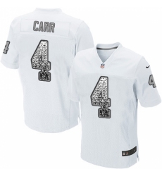 Men's Nike Oakland Raiders #4 Derek Carr Elite White Road Drift Fashion NFL Jersey