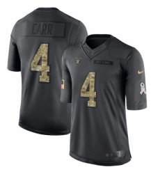 Men's Nike Oakland Raiders #4 Derek Carr Limited Black 2016 Salute to Service NFL Jersey