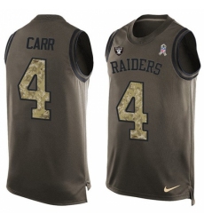 Men's Nike Oakland Raiders #4 Derek Carr Limited Green Salute to Service Tank Top NFL Jersey