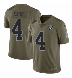 Men's Nike Oakland Raiders #4 Derek Carr Limited Olive 2017 Salute to Service NFL Jersey