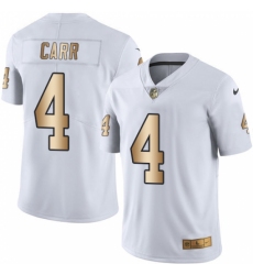 Men's Nike Oakland Raiders #4 Derek Carr Limited White/Gold Rush NFL Jersey