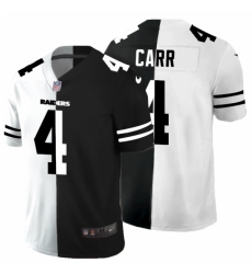 Men's Oakland Raiders #4 Derek Carr Black White Limited Split Fashion Football Jersey