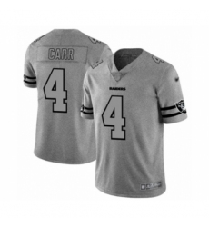 Men's Oakland Raiders #4 Derek Carr Gray Team Logo Gridiron Limited Player Football Jersey