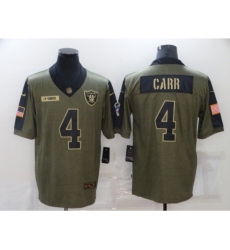 Men's Oakland Raiders #4 Derek Carr Nike Olive 2021 Salute To Service Limited Player Jersey