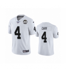 Men's Oakland Raiders #4 Derek Carr White 60th Anniversary Vapor Untouchable Limited Player 100th Season Football Jersey