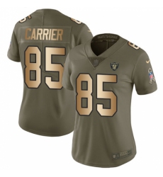 Women Nike Oakland Raiders #85 Derek Carrier Limited Olive Gold 2017 Salute to Service NFL Jersey