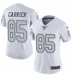Women Nike Oakland Raiders #85 Derek Carrier Limited White Rush Vapor Untouchable NFL Jersey