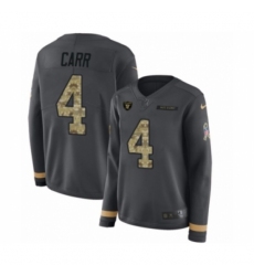 Women's Nike Oakland Raiders #4 Derek Carr Limited Black Salute to Service Therma Long Sleeve NFL Jersey